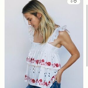 MISA Los Angeles Caryssa Tiered Eyelet Tank Small